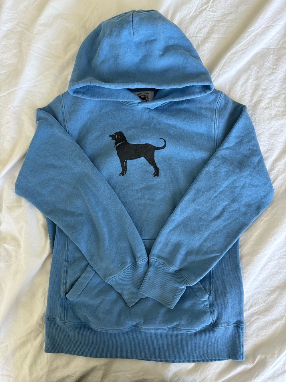 The Black Dog Light Blue Hoodie with Black Dog Graphic, Size M
